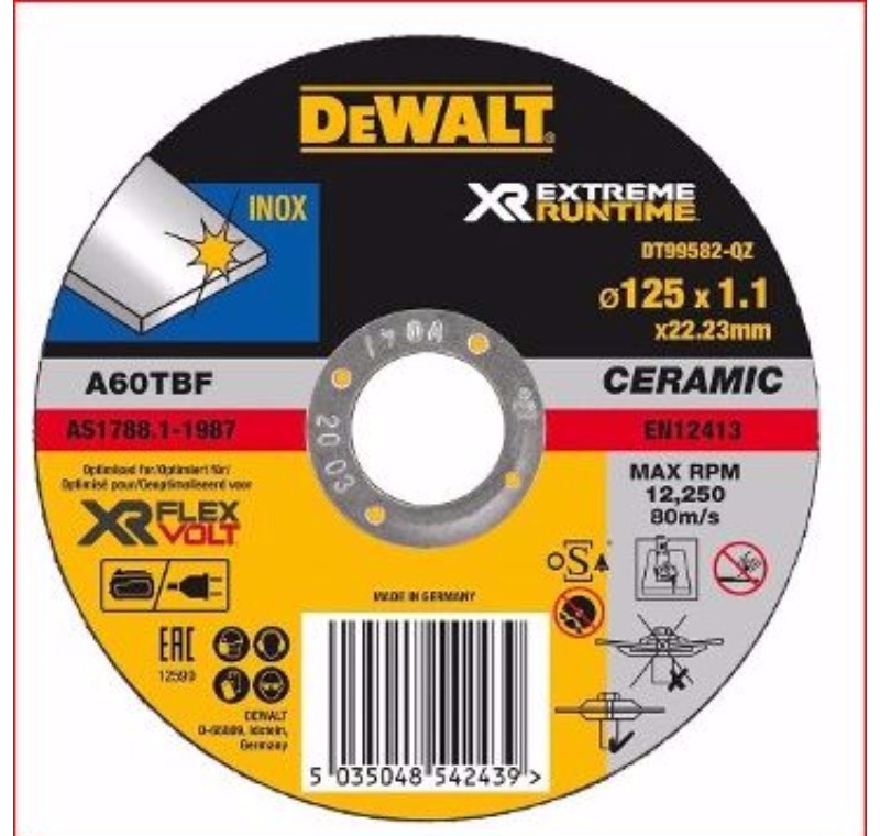 EL ALETLERİ - KESME TAŞLARI / DİSKLERİ - Dewalt DT99582 XR Flexvolt Metal Kesme Diski 125x1.1mm -DT99582-XR