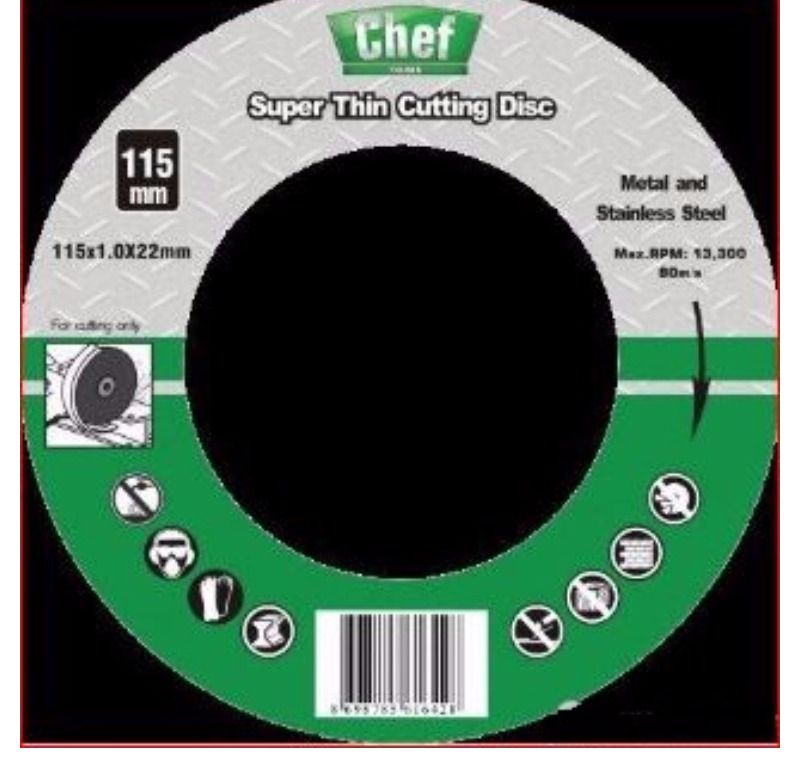 EL ALETLERİ - KESME TAŞLARI / DİSKLERİ - Chef Metal Kesme Diski İnce 115X1.0X22.2Mm -CHEF-115X1X22.2M